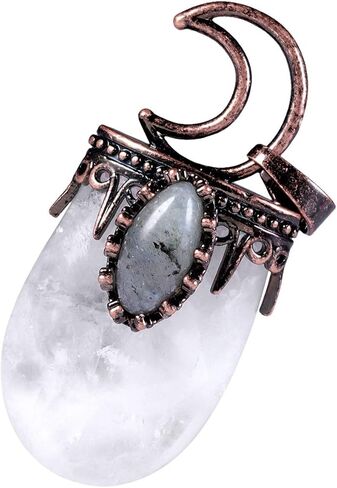 Nupuyai Vintage Healing Crystal Stone Pendant for Women Men, Unique Moon Necklace Oval Labradorite Jewelry in Kuwait