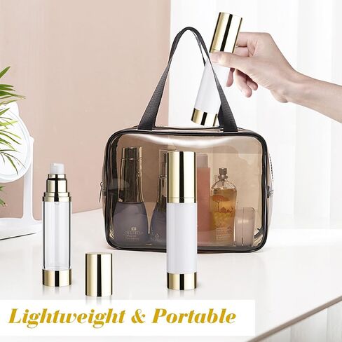4 Pack 30ml/1oz Clear Airless Pump Bottle Plastic Vacuum Pump Press Container Empty Lotion Dispenser for Cream Toiletries Liquid Foundation Cosmetic Sample Travel - Gold in Saudi Arabia