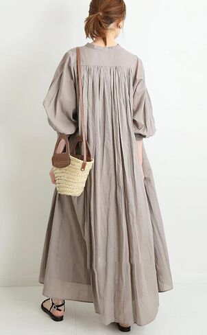chouyatou Women's Loose Bishop Sleeve Maxi Shirt Dress Spring Summer Cotton Button Down Dress in Saudi Arabia