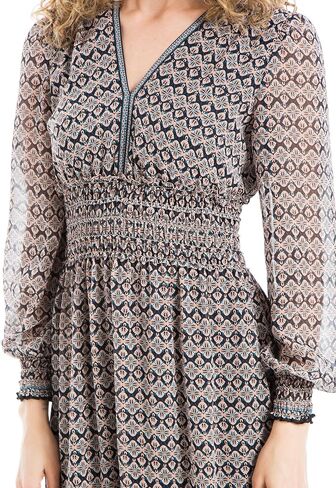 Max Studio Women's Long Sleeve V-Neck Maxi Dress in Saudi Arabia