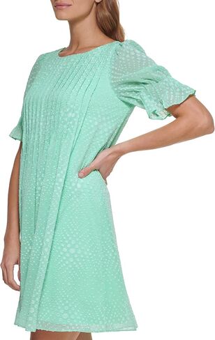 DKNY Women's Pleated Front Cinch Sleeve Flowy Dress in Saudi Arabia