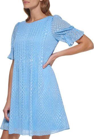 DKNY Women's Pleated Front Cinch Sleeve Flowy Dress in Saudi Arabia