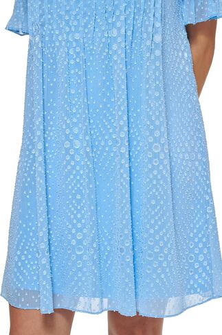 DKNY Women's Pleated Front Cinch Sleeve Flowy Dress in Saudi Arabia