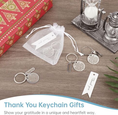 150 PCS Employee Appreciation Gifts Bulk Include 50 Thank You Keychains, Inspirational Stainless Steel Keyrings with 50 Organza Bags and 50 Cards, Appreciation Gifts for Coworker Nurse in Saudi Arabia