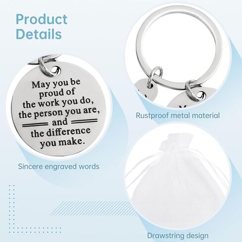 150 PCS Employee Appreciation Gifts Bulk Include 50 Thank You Keychains, Inspirational Stainless Steel Keyrings with 50 Organza Bags and 50 Cards, Appreciation Gifts for Coworker Nurse in Saudi Arabia