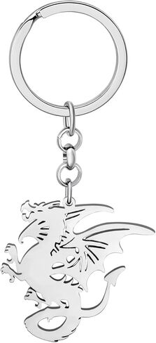 Funny Dragon Keychain Wallet Car Key Ornament Stainless Steel Fantasy Dinosaur Keyring Charms for Women Girls Gifts in Saudi Arabia