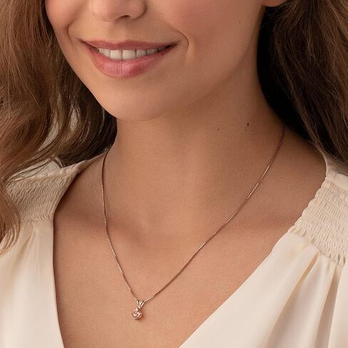 PEORA Genuine Morganite Pendant for Women 14K Rose Gold, Classic Solitaire, AAA Grade Cushion Cut, 6mm, 1 Carat total in Saudi Arabia