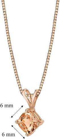 PEORA Genuine Morganite Pendant for Women 14K Rose Gold, Classic Solitaire, AAA Grade Cushion Cut, 6mm, 1 Carat total in Saudi Arabia