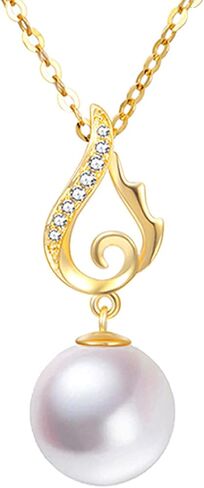 14k Gold Wing Pearl Pendant Necklace for Women, Fine Jewelry Gifts for Her, Anniversary Present for Wife/Girlfriend, 18" in Saudi Arabia