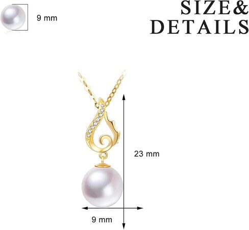 14k Gold Wing Pearl Pendant Necklace for Women, Fine Jewelry Gifts for Her, Anniversary Present for Wife/Girlfriend, 18" in Saudi Arabia