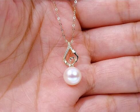 14k Gold Wing Pearl Pendant Necklace for Women, Fine Jewelry Gifts for Her, Anniversary Present for Wife/Girlfriend, 18" in Saudi Arabia