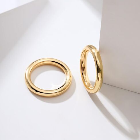 3mm Rings for Women Girls 14K Real Gold Plated Round Edged Ring Non Tarnish Minimalism ring Cute Stacking Thumb Pinky Band Size 5 to 10 Gold and Silver 1PC/2PCS in Saudi Arabia