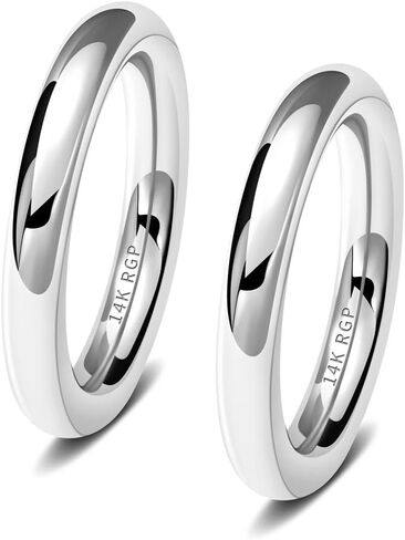 3mm Rings for Women Girls 14K Real Gold Plated Round Edged Ring Non Tarnish Minimalism ring Cute Stacking Thumb Pinky Band Size 5 to 10 Gold and Silver 1PC/2PCS in Saudi Arabia