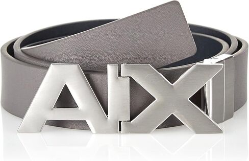 حزام A｜X ARMANI EXCHANGE للرجال من الجلد ذو الوجهين بإبزيم ذو شعار عريض in Kuwait