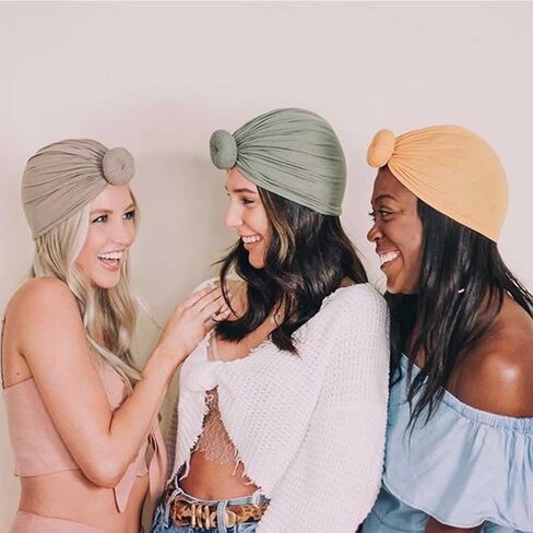 YBSHIN African Pre-Tied Bow Bowknot Headwrap Black Turban Bonnet Beanie Cap Headband Headwear for Women and Girls in Kuwait