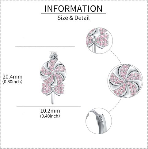 HUKKUN Lollipop Earrings Sterling Silver Pink Lollipop Candy Pendant Drop Earrings Valentine Jewelry Valentine's Day Gift for Women Girls in Saudi Arabia