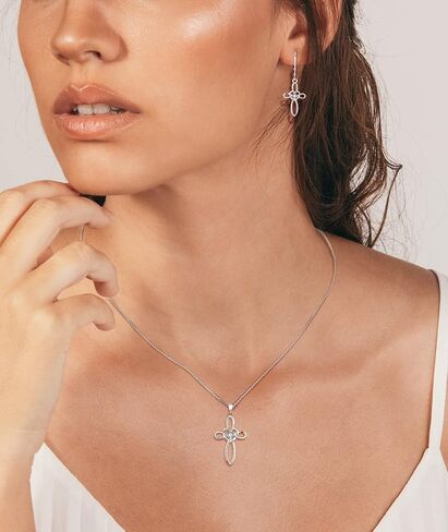 YL Celtic Knot Cross Earrings Sterling Silver Dangle Drop Earrings Birthstones Heart Religious Leverback Jewelry for Women in Saudi Arabia