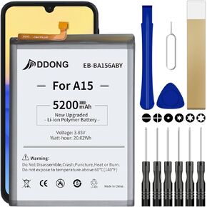 Upgraded 5200mAh EB-BA156ABY Battery Replacement Compatible with Samsung Galaxy A15 5G SM-A156B SM-A156B/DS SM-A156P SM-A156P/DS SM-A156U with Repair Tool Kit