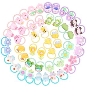 50 pcs Cute Girls Elastic Hair Ties,Toddler Hair Ties Bow/Love/Flower/Candy/Cartoon Rubber Bands Small Ponytail Hair Ties,Baby Hair Ties for Infants Baby Girls(Random 5 Sets)