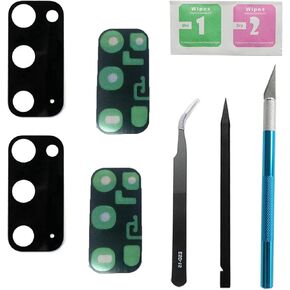 2 Pcs Galaxy S20 Rear Back Camera Glass Lens Cover Replacement for Samsung Galaxy S20 (All Carriers) Camera Lens Replacement with Adhesive Pre-Installed + Repair Tools (S20)(Black)