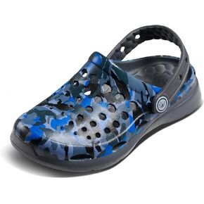Joybees Kids Active Clog - Comfortable and Easy to Clean Slip-on Water Shoes for Girls and Boys - Black/Charcoal - Children's Size 6/Children's Size 7