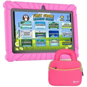 Contixo 7 inch Kids Tablet - V8 Tablet for Kids and Tablet Sleeve Bag Bundle, Toddler Tablet with Teacher Approved Learning Games, 32GB, Android 11, Camera, WiFi, Parental Control, Blue