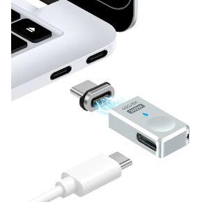 Magnetic USB C Adapter Side Port, Straight USB C Magnetic Adapter 24 Pins with 240w Charge USB4 40Gbps 8K 60Hz for Thunderbolt 3/4, MacBook Pro/Air, Swtich and More Type C Devices, Silver