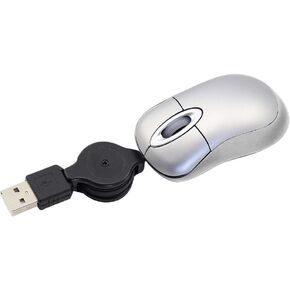 ماوس USB سلكي صغير، ماوس سفر صغير الحجم وخفيف الوزن مزود بكابل قابل للسحب، التوصيل والتشغيل 1600 نقطة في البوصة لأجهزة الكمبيوتر الشخصية للأطفال والكمبيوتر المحمول وسطح المكتب والنوافذ (فضي)