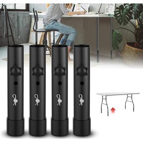 Table Leg Extenders For Folding Table, Folding Table Leg Extensions for Straight/Bent Legs, Adjustable Folding Table Leg Risers 4 Heights,Table Height Extenders/Lifter/Adjuster-Raise Table Height-4pcs