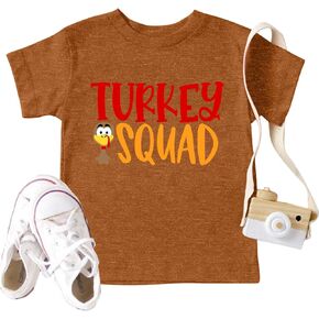 Thanksgiving Shirt Toddler Boys Girls Turkey Squad T-Shirt Kids Turkey Graphic Tee Tops Fall Clothes