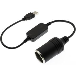 1ft USB A Male to 12V 8W Car Cigarette Lighter Socket Power Adapter Cable for Dash Cameras, GPS, LED Light Strips, and Automotive Electronics
