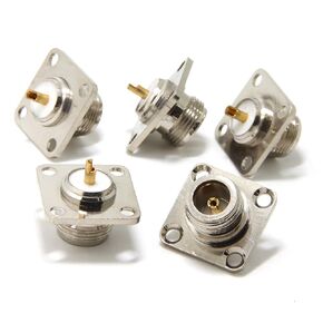 Ancable 5-Pack N-Type Female Jack 4 Hole PCB Panel Mount Solder RF Connector Adapter