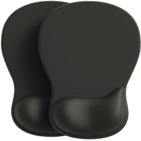 2-Pack ErgoComfort Gel Wrist Rest Mouse Pads: Enhanced Ergonomic Support, Premium Lycra Cloth Surface, Non-Slip Base for Pain Relief & Easy Cleaning - Durable & Stylish for Home & Office Use (Black)