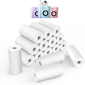 16 Rolls Instant Print Camera for Kids Refill Print Paper - Hikkon Thermal Print Paper Rolls Photo Print HD Printing for Most Kids Instant Camera (White)