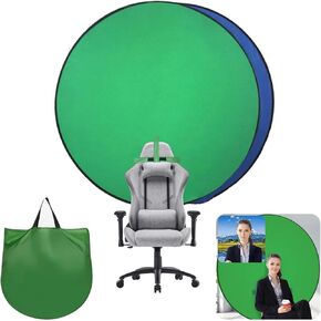 Portable Collapsible Webcam Backdrop with Package Bag, Attach to Chair, Easy Setup, Wrinkle-Resistant Fabric, Perfect for Zoom Webex Teams Tiktok, Background Screen Green Screen Blue Screen D59''