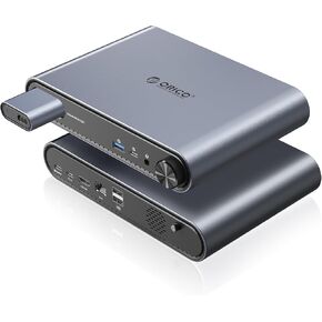 ORICO USB C Hub with M.2 SSD Enclosure, 10 in 1 USB C Docking Station Fits M.2 NVMe/SATA SSD, 10Gbps USB-A, 10Gbps USB-C, 4K@60Hz HDMI, 100W PD, Ethernet, 3.5mm Audio Jack, 2 x USB A 2.0
