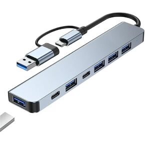 USB 3.0 Hub, USB-C Docking Station, High Speed Data Transfer, OTG Adapter, Type-C Splitter for Laptop, MacBook, Silver