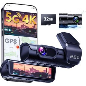 Car Dash Cam Front and Rear: 4K Dual Channel Dash Camera for Cars with 5G Wireless WiFi and GPS - HD Dashcam for Auto Security with Parking Mode - Driving Recorder with Night Vision and Speed
