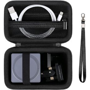 Hard Carrying Case for Anker 3-in-1 Cube MagSafe Charger 15W Max Fast Charging Foldable Wireless Charger, Portable Travel Case with Zipper Mesh Pocket for USB Cable and Other Accessories, Black