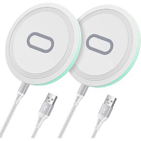2Pack 15W Wireless Charger Fast Charging Pad for Google Pixel 9 Pro XL Fold, Samsung Galaxy Z Fold Flip 6 5 4, S24 S23 S22 S21 S20 Ultra 5G FE S10 S9 S8 S7 S6, Note 20 10 9 8, iPhone 15 14 13