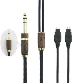 NewFantasia Replacement Upgrade Audio Cable Compatible with Sennheiser HD650 HD600 HD580 HD660S HD660S2 HD58X HD6XX Headphone 7N OCC Copper Silver Plated Cord Walnut Wood Shell 3.5mm/6.35mm Adapter