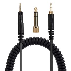 UNCLE LIGHT HD518 HD558 HD598 HD599 HD579 Replacement Audio Cable, Compatible with Sennheiser Headphones, 3.5mm (6.35mm) to 2.5mm Male Stereo Jack Cord, Coiled Cable, 4.6 Ft (1.4 Meters), Black