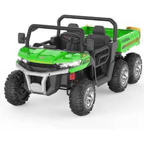 Ride On Dump Truck for Kids Ride On Car with Remote Control Electric UTV Vehicles with Electric Dump Bed, 4WD Power Ride-on 6 Wheels Ride On Toys for Boys Girls (Pink)