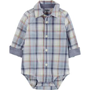 Oshkosh Baby Boy Buttonfront Bodysuit, Multi Plaid, 3M