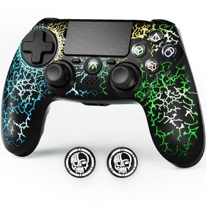 XISOGUU 2 Pack Wireless Controller for PS4, Wireless Remote Control Compatible with Playstation 4/Slim/Pro,with Double Shock/Audio/Six-axis Motion Sensor (black graffiti&Cosmic Nebula)