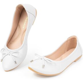 Womens Ballet Flats Shoes Pointed Toe Comfortable Bow Decor Versatile Slip-On Dressy Footware with Memory Foam Insole (Size Up)