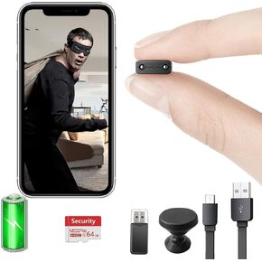 【Free 64G】 Smallest Wireless WiFi Battery Camera,HD1080P Hidden Camera Detector,Spy Camera,Baby Monitor with Night Vision,Motion Detection,Cloud Storage,Remote Viewing for Security with iOS Android