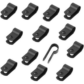 100 Pieces 1/4 Inch (6.4mm) Nylon R-Type Cable Clips Wire Clamp R-Type Cable Clamp R-Shaped Cord Organizer Clips Nylon Wire Cord Clip Fixer for 1/4 Inch Outer Diameter Wire or Tube, Black