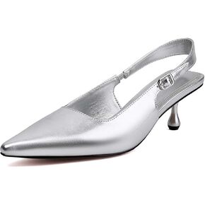 FIFSY Women Kitten Heels Slingback Heels for Women Pointed Colsed Toe Low Stietto Heels Ankle Strap Pumps Party with Dress Shoes