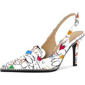 Mallyteeds Women's Slingback Heels Pointed Toe Stiletto High Heel Loafer Pump Shoes 3.5 Inches